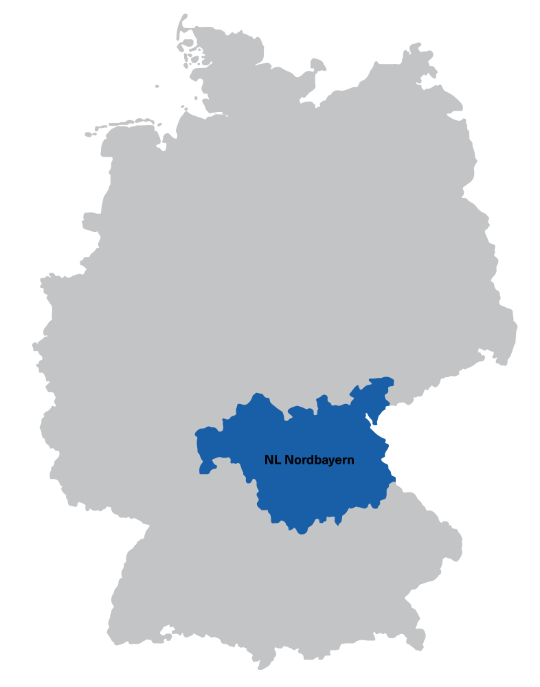 Eine Karte der Niederlassung Nordbayern