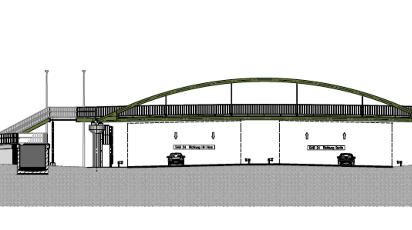 stilisierte, schematische Darstellung des Neubaus der Ernst-Albers-Brücke in Hamburg als Gesamtansicht