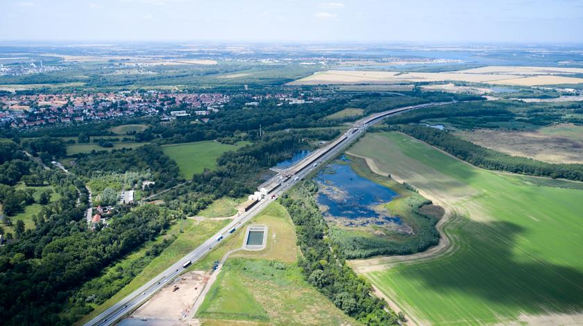 Luftbildaufnahme der Richtungsfahrbahn Chemnitz der A72