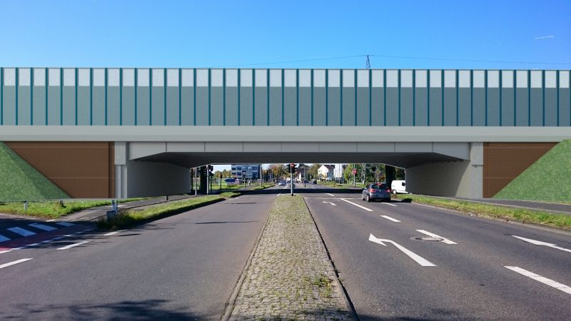 Visualisierung des Ersatzneubaus in Köln-Wahn: Baustelle A59 zum Brückenneubau