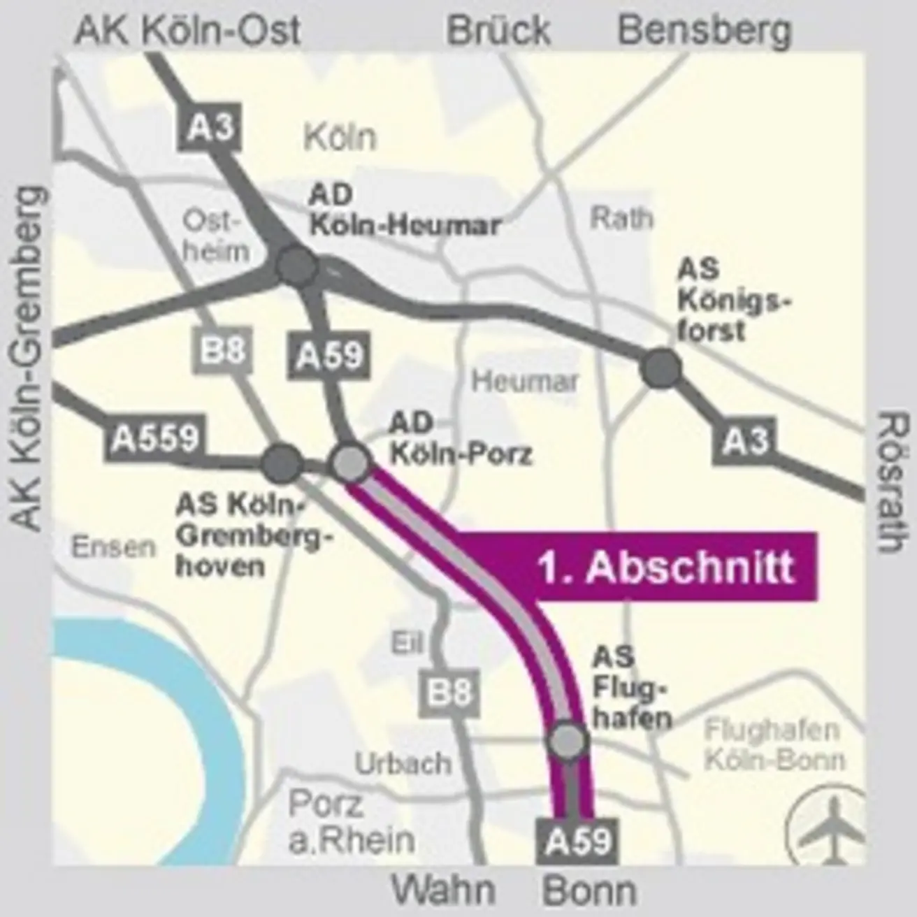 Kartenübersicht des ersten Bauabschnitts