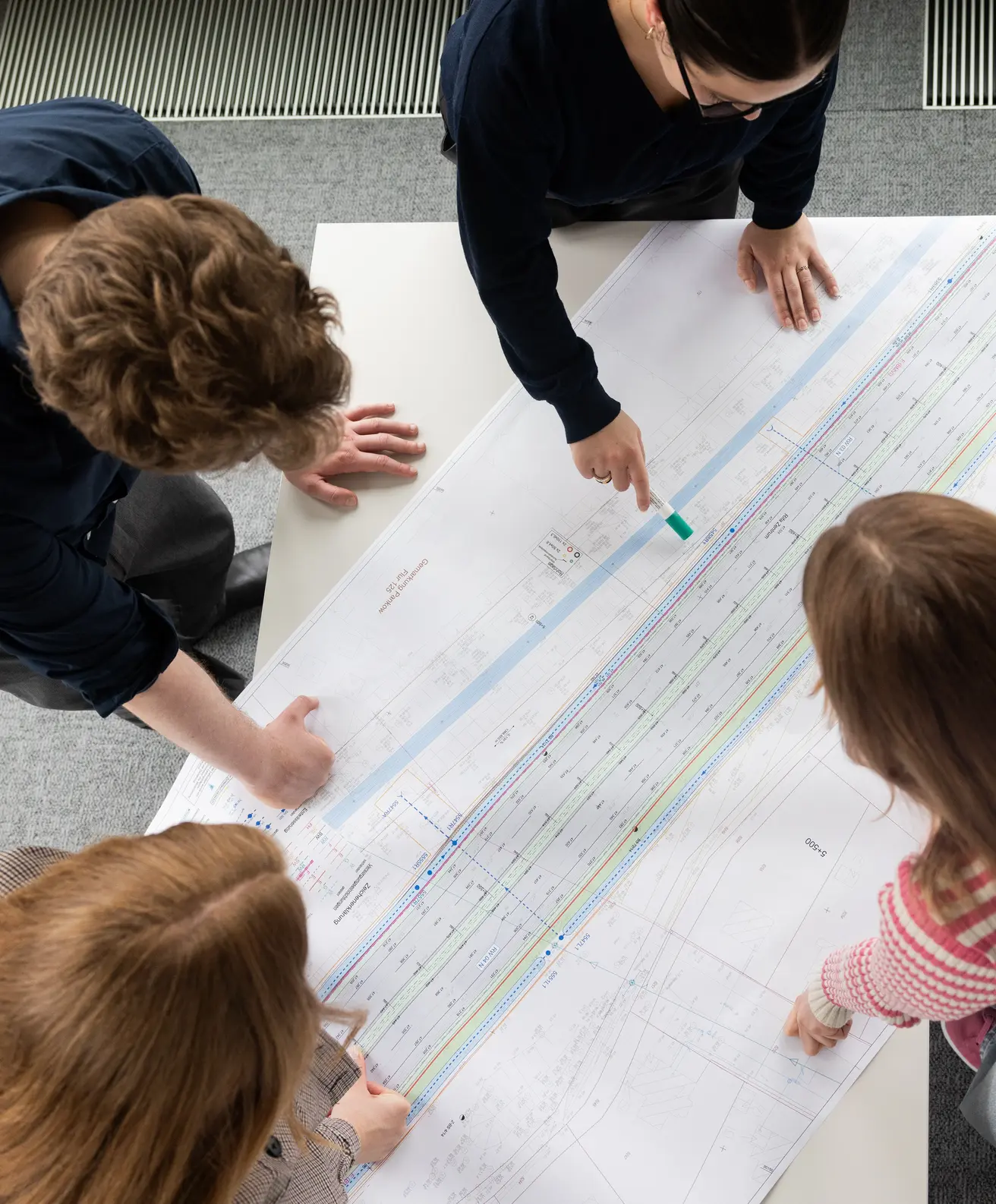 Mitarbeitende besprechen einen Plan