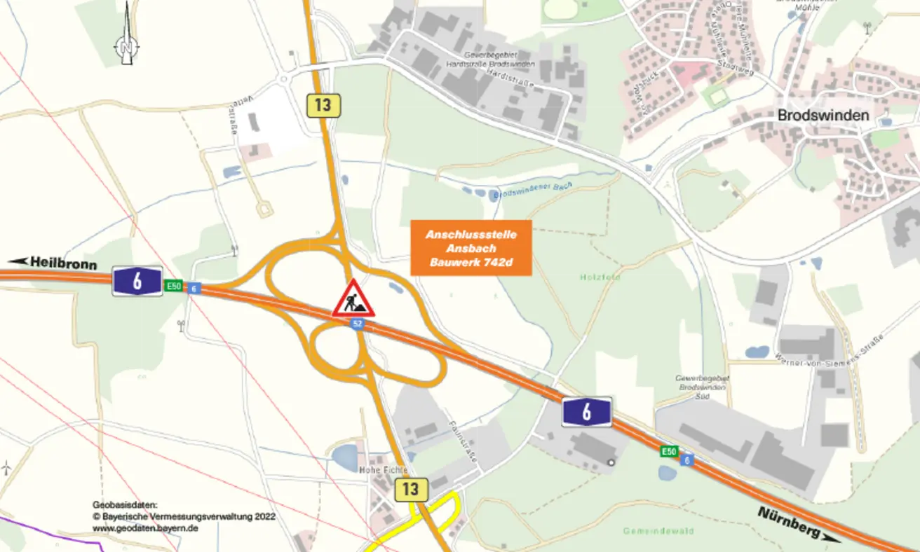 Übersichtslageplan Anschlussstelle Ansbach