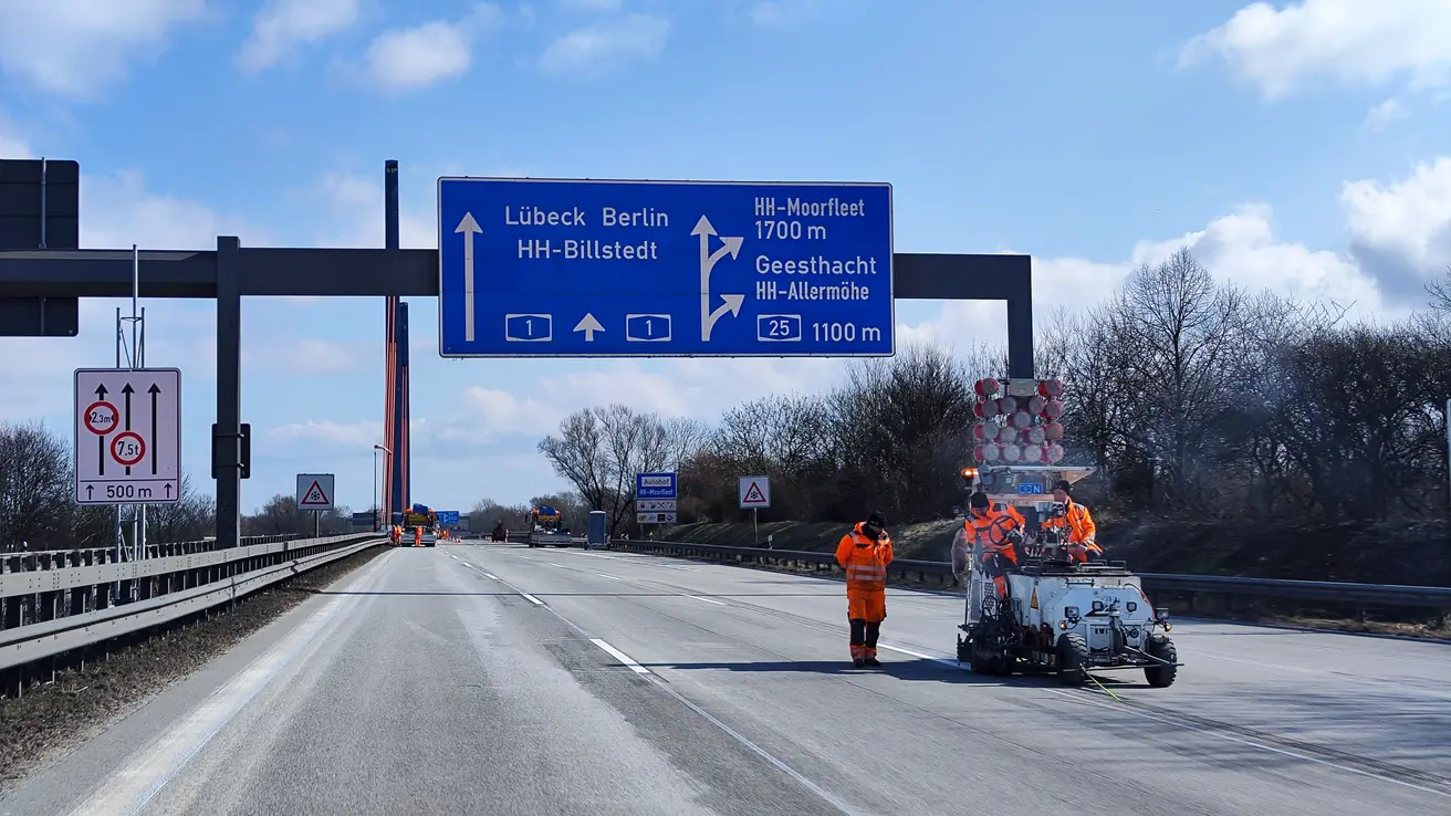 A1 | Norderelbbrücke Hamburg | Ummarkierungsarbeiten