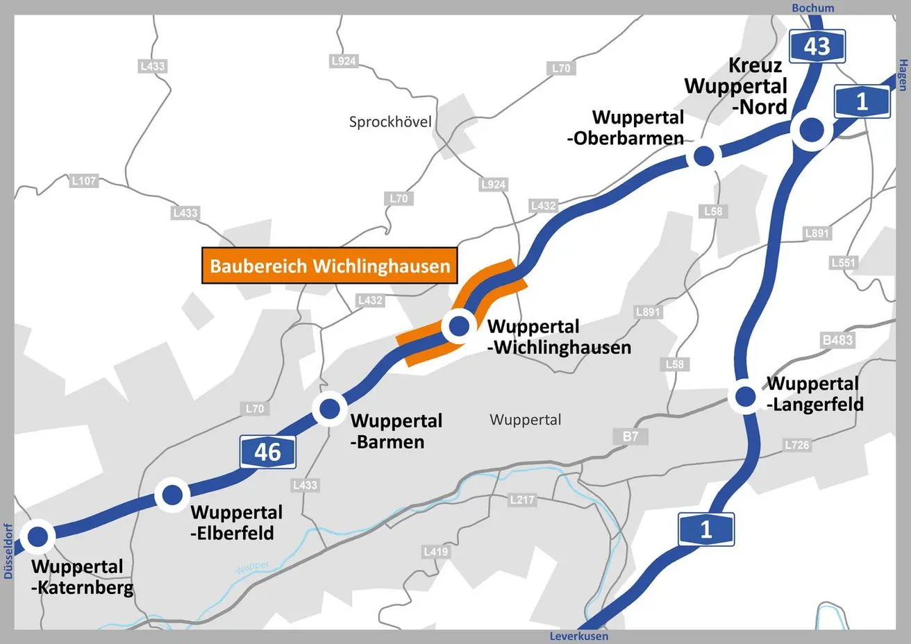 A46_Wichlinghausen_Übersicht.jpg Der Projektbereich auf der Karte der A46 bei Wuppertal
