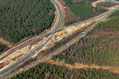 Luftaufnahme Autobahnkreuz Nürnberg - Bauwerk A9 über A3 (Foto: FrankenAir)