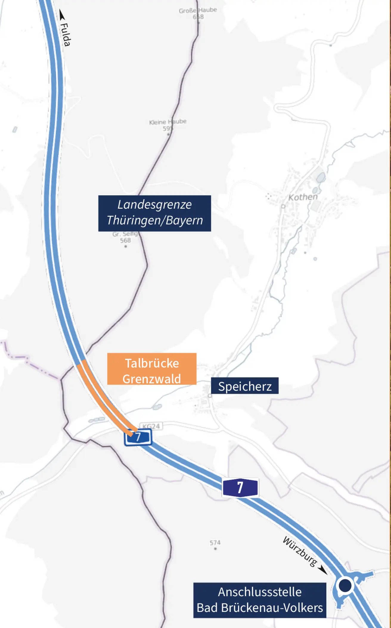Übersichtskarte A7 Talbrücke Grenzwald
