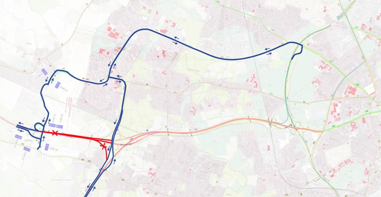 Umleitungsplan A215/ A210 11.08. und 21.08.2026