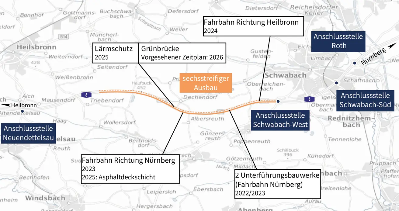 Lageplan Ausbau Triebendorf - Schwabach-West