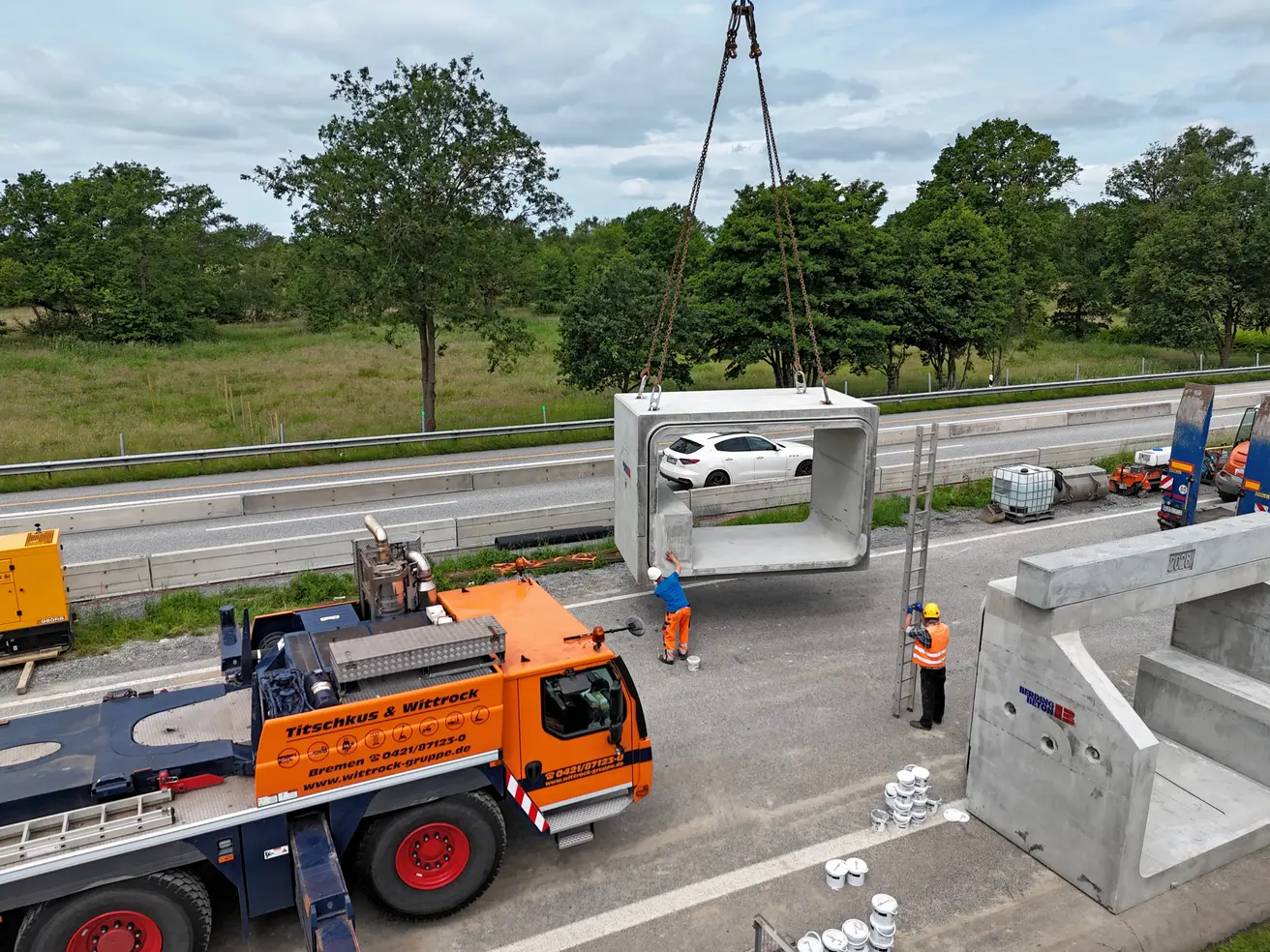 Rechts vorne im Bild ist das letzte, anders geformte Element zu sehen. © Die Autobahn GmbH des Bundes