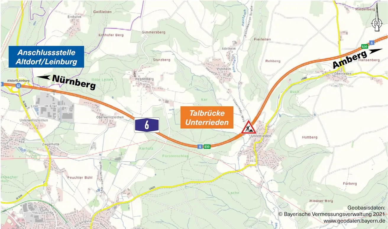 Übersichtslageplan Talbrücke Unterrieden