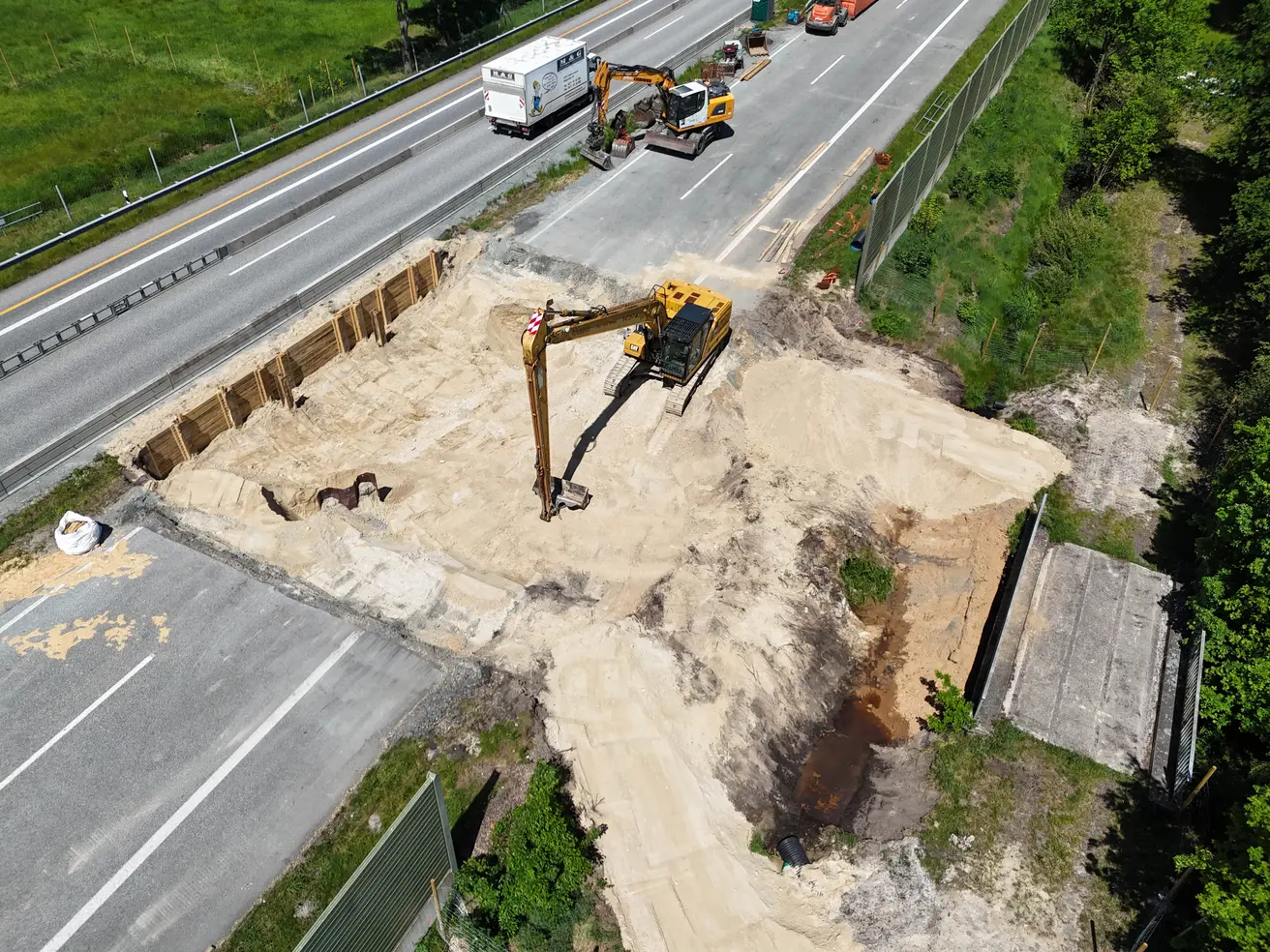 Die Arbeitsstelle aus der Vogelperspektive. © Die Autobahn GmbH des Bundes Die Arbeitsstelle aus der Vogelperspektive. © Die Autobahn GmbH des Bundes