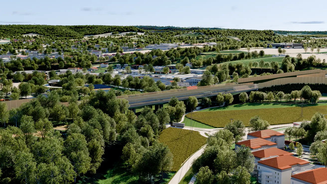 Visualisierung zur sechsstreifigen Erweiterung zwischen dem AK Weinsberg und der Landesgrenze BW/BY | Quelle: Autobahn GmbH Niederlassung Südwest