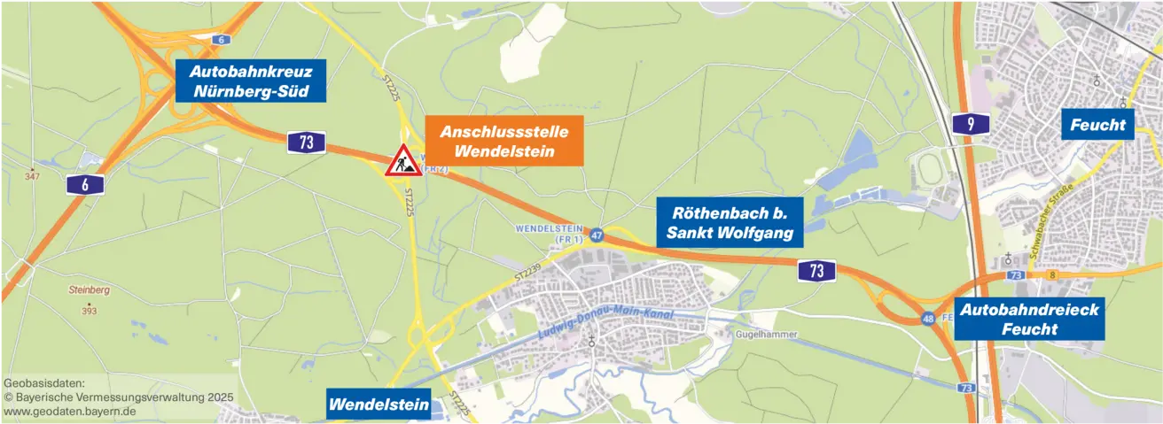 Lageplan der Anschlussstelle Wendelstein